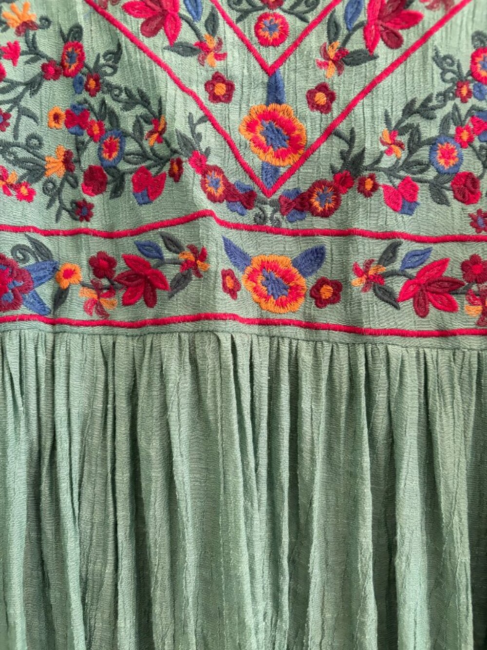 Umgee Medium Green Embroidered Mini Dress - Picture 7 of 9